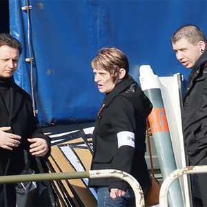 Hans-Robert Klug, Carola Holz und Matthias Th. beim Trauermarsch in Dessau am 8. März 2014 (v.l.n.r.)