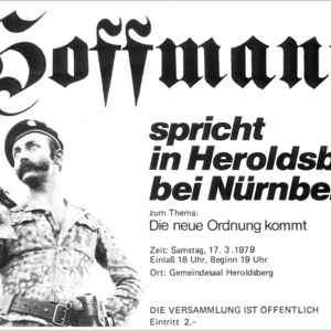 Hoffmann scheute die Öffentlichkeit nicht. Veranstaltungswerbung in »Kommando – Zeitung der WSG für den europäischen Freiwilligen« Nr. 2 / März 1979 (Faksimilie)
