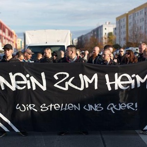 Rassistische "Nein zum Heim" Kampagne in Berlin-Hellersdorf.