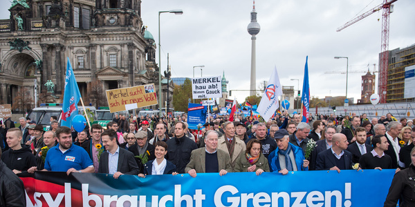 Flüchtlingsfeindliche AfD Demonstration.