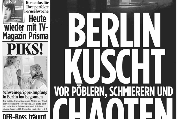 BZ Berlin Schlagzeile zu sogenannten Chaoten
